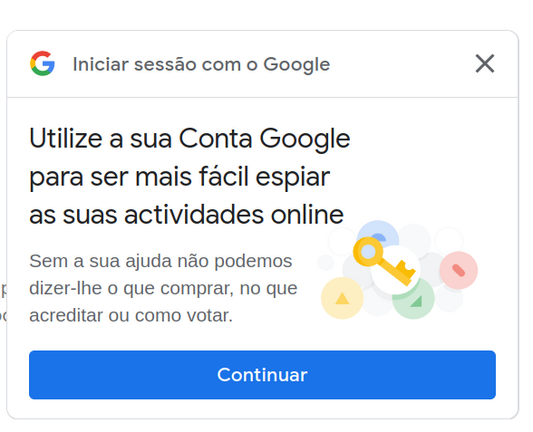 Utilize a sua Conta Google para ser mais fácil espiar as suas actividades online.

Sem a sua ajuda não podemos dizer-lhe o que comprar, no que acreditar ou como votar.