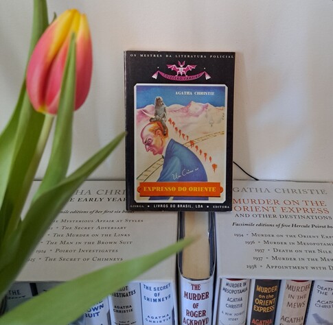 A yellow and red tulip next to a small book over book boxes