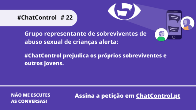 Grupo representante de sobreviventes de abuso sexual de crianças alerta:
#ChatControl prejudica os próprios sobreviventes e outros jovens.