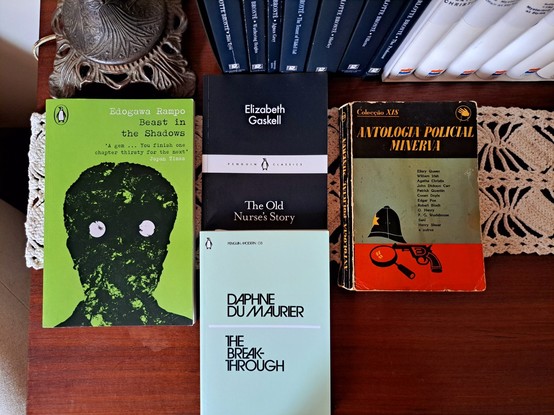 Book covers over a table