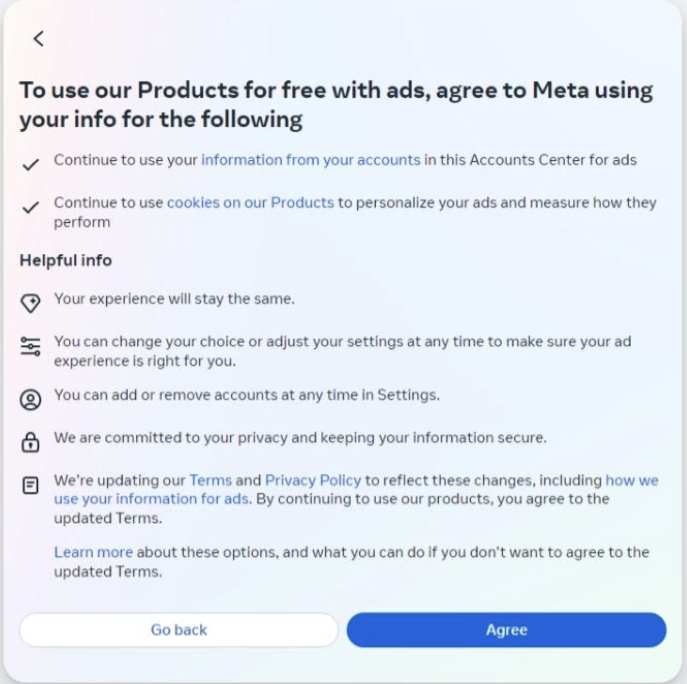 "By continuing to use our products, you agree to the updated Terms."
