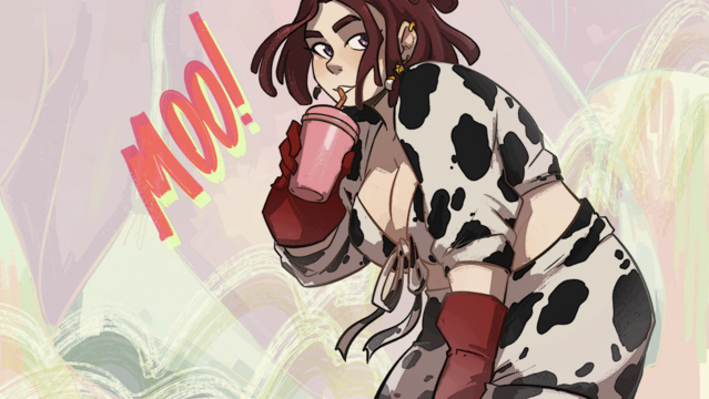 Shizamura is Doja Cat on the Moo! video in which she drinks milkshakes and dresses in a cow-patterned onesie while boobs giggle in the background and goes MOOOve bitch get out my hay