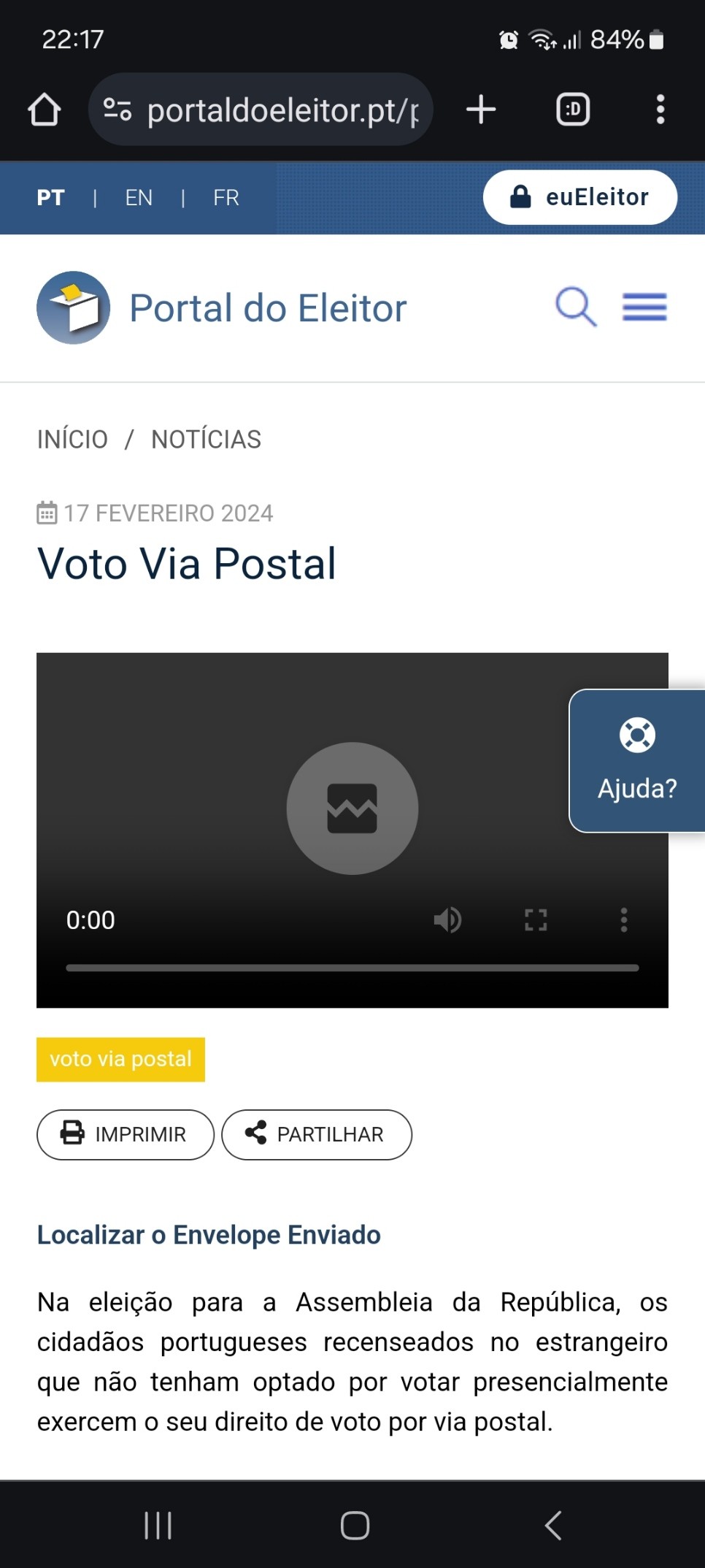O Portal do Eleitor até queria ter um vídeo, só que... não funciona.