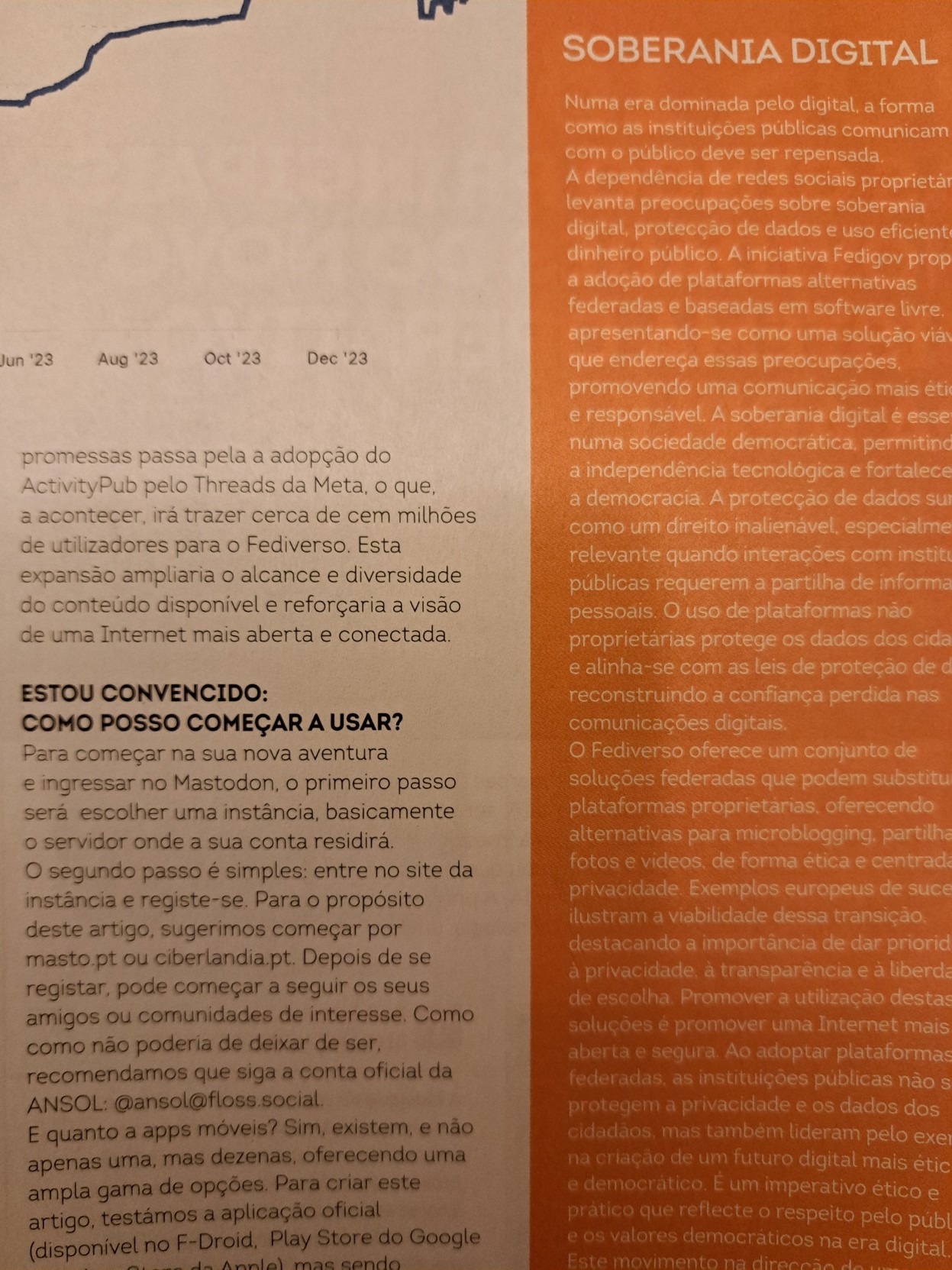 Foto da PCGuia, mostrando parcialmente os artigos da ANSOL deste mês.