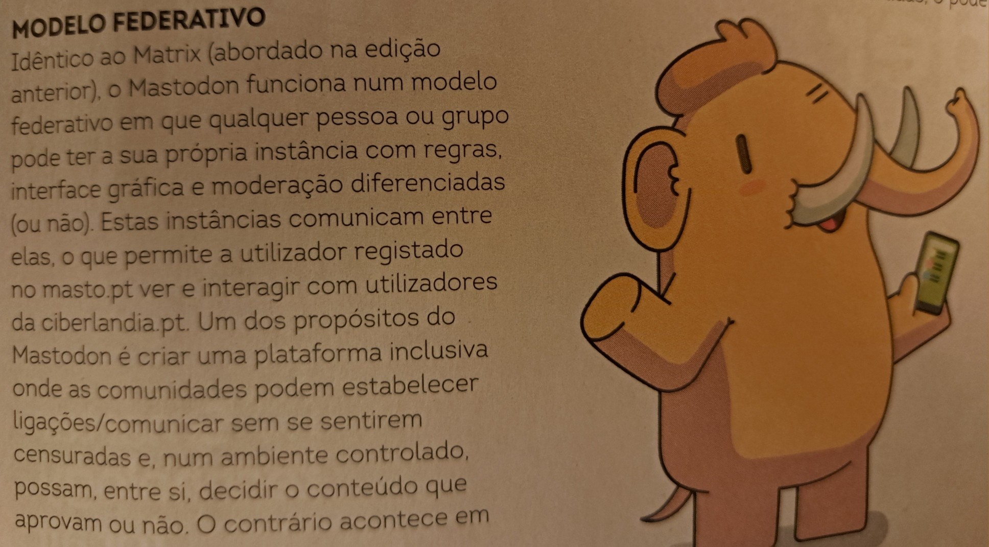 Masto.pt e ciberlandia.pt são os exemplos usados de instâncias de Mastodon federadas entre si