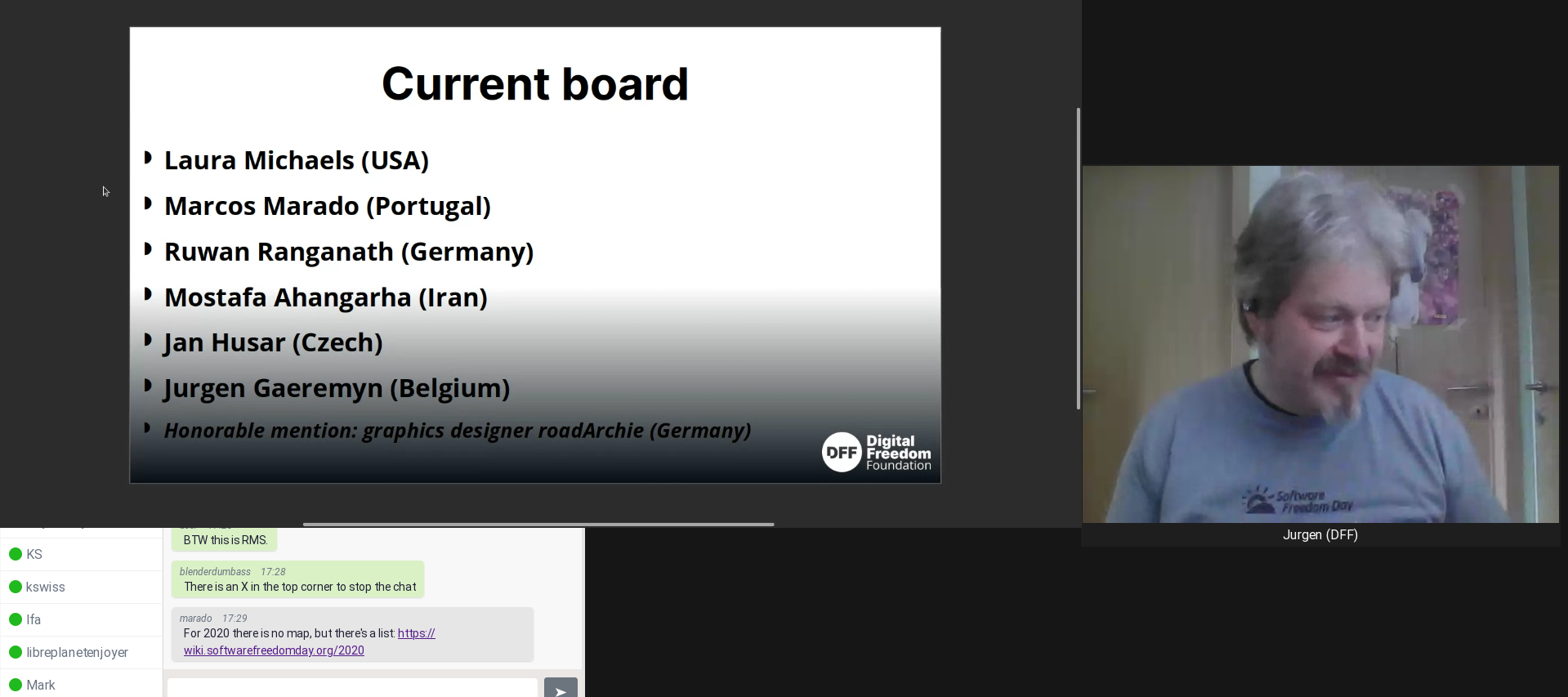 A screenshot of DFF's presentation about SFD on LibrePlanet 2024