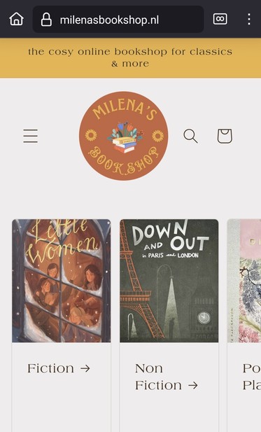 A screenshot of Milena's Bookshop