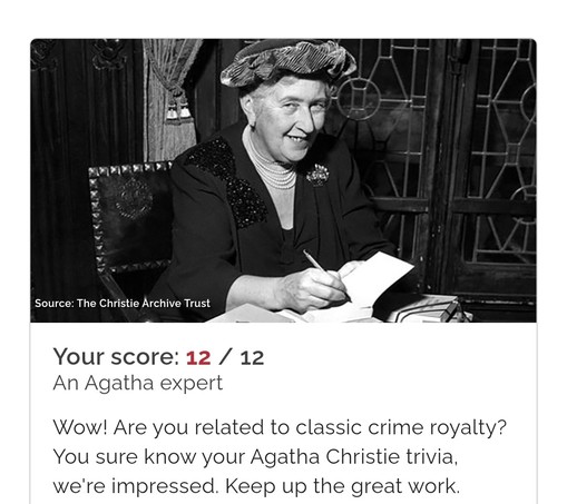 A screenshot of the quiz result 