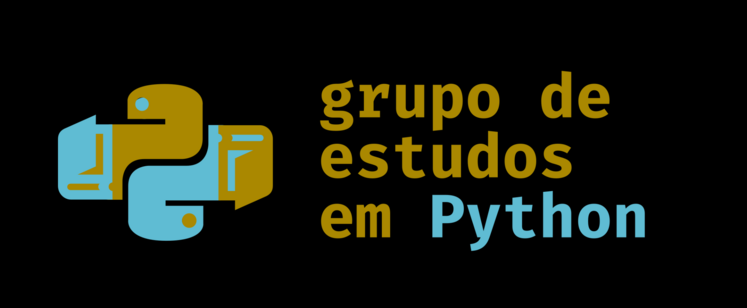 logo com duas cobrinhas do Python lendo livrinhos e o "texto grupo de estudos em Python"