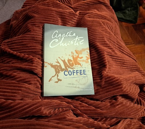 A book over a red blanket