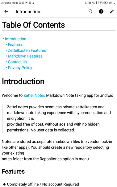 A screenshot with text in white background with some features of the app