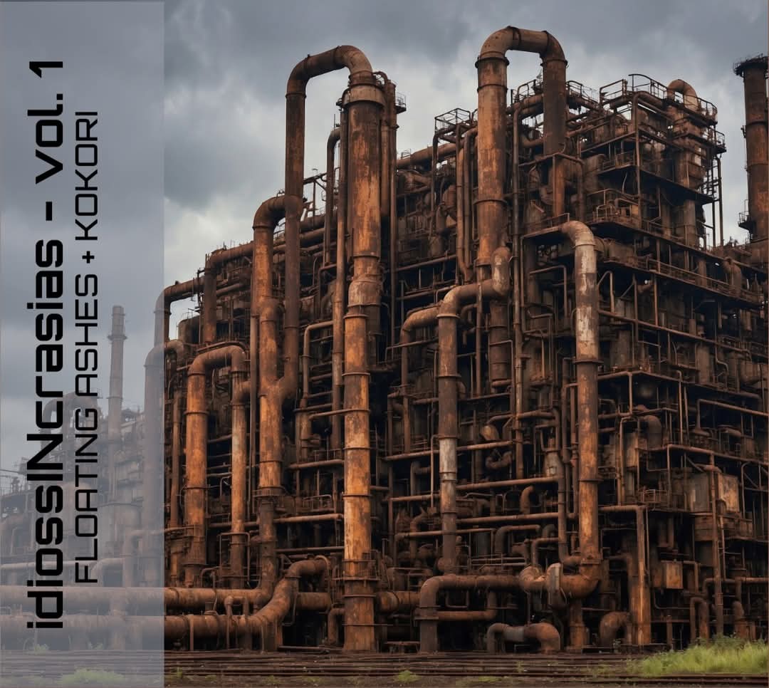 The CD cover. It is called &ldquo;idiossINcrasias - Vol. 1&rdquo;, by Floating Ashes + kokori, and shows a borg-like pipe construction/factory on what would otherwise be a green field.
