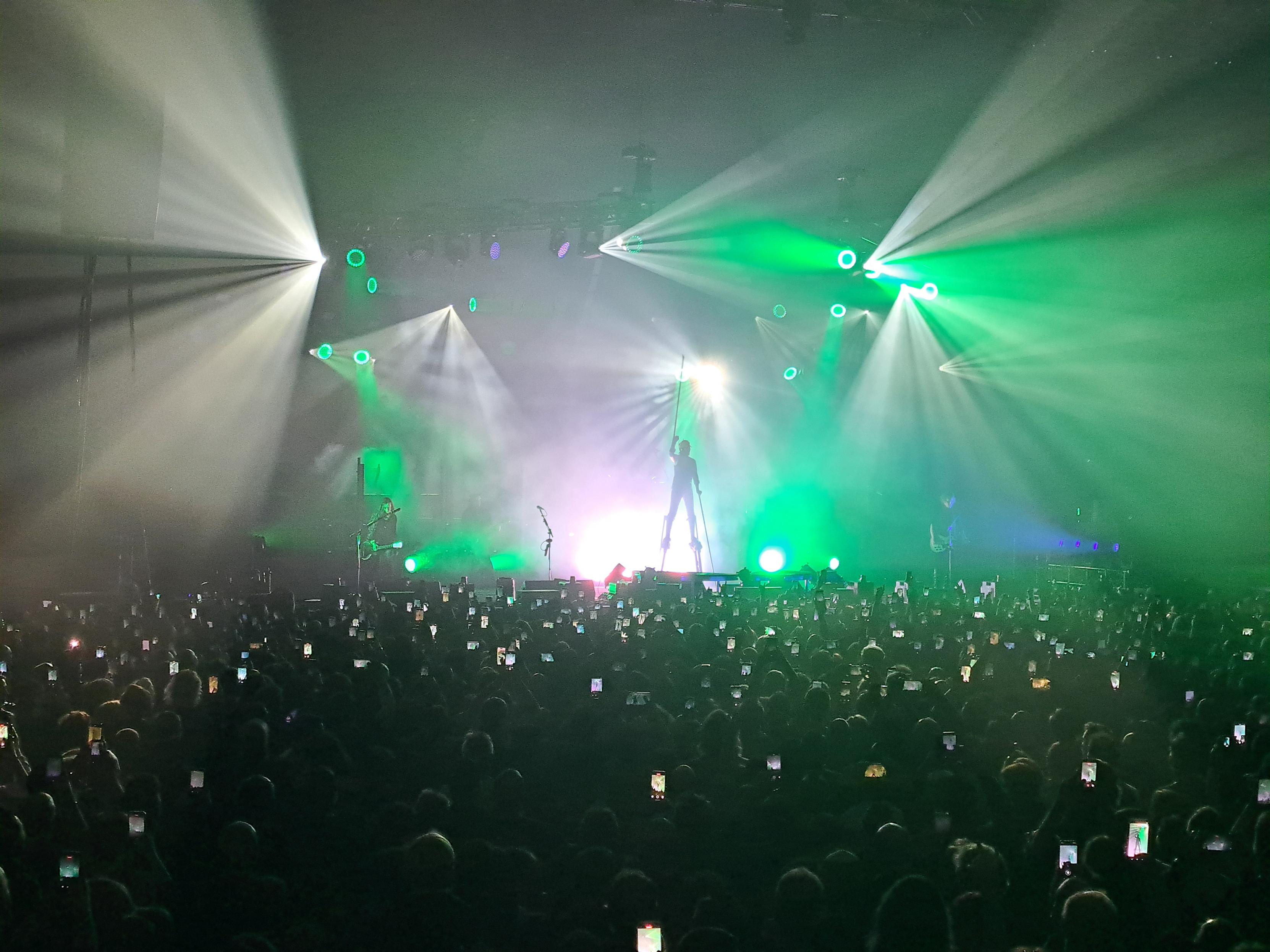 Marilyn Manson on stilts, singing Tourniquet inside a packed (sold out) venue, the Campo Pequeno Bullring in Lisbon, Portugal