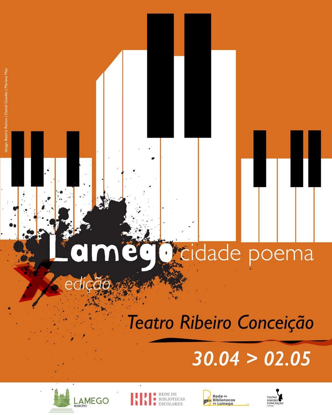 Cartaz da X edição do festival "Lamego, cidade poema", no Teatro Ribeiro Conceição de 30.04 a 02.05