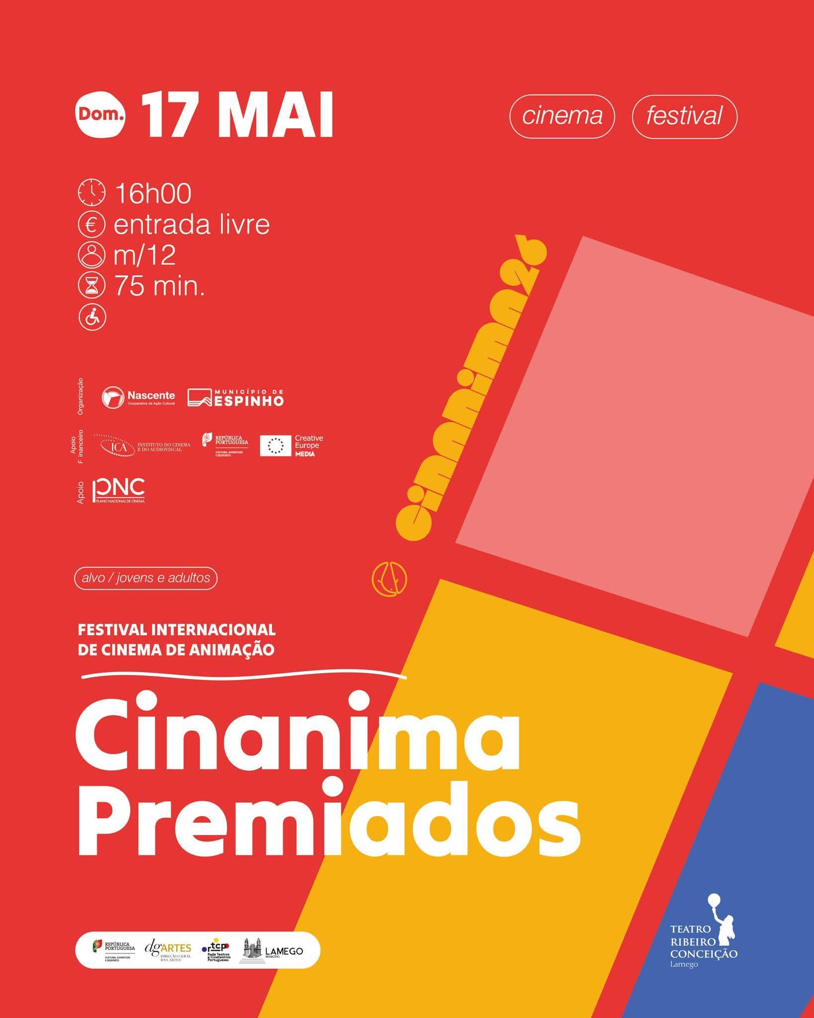 Cartaz: Cinanima Premiados (Festival Internacional de Cinema de Animação), 17 Maio (domingo) às 16h00, entrada livre, m/12, 75min