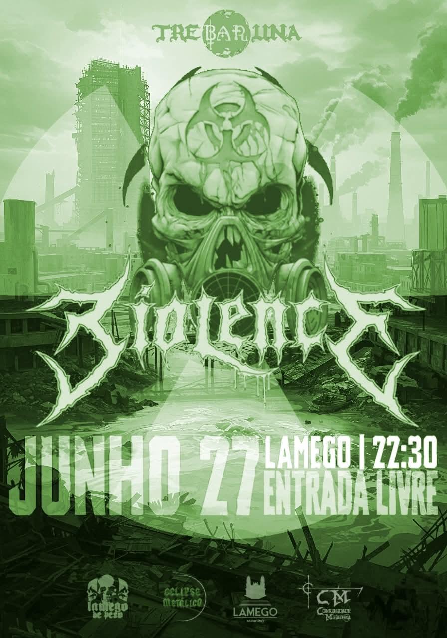 Poster para o concerto de Biolence a 27 de Junho em Lamego, às 22:30. Entrada Livre.