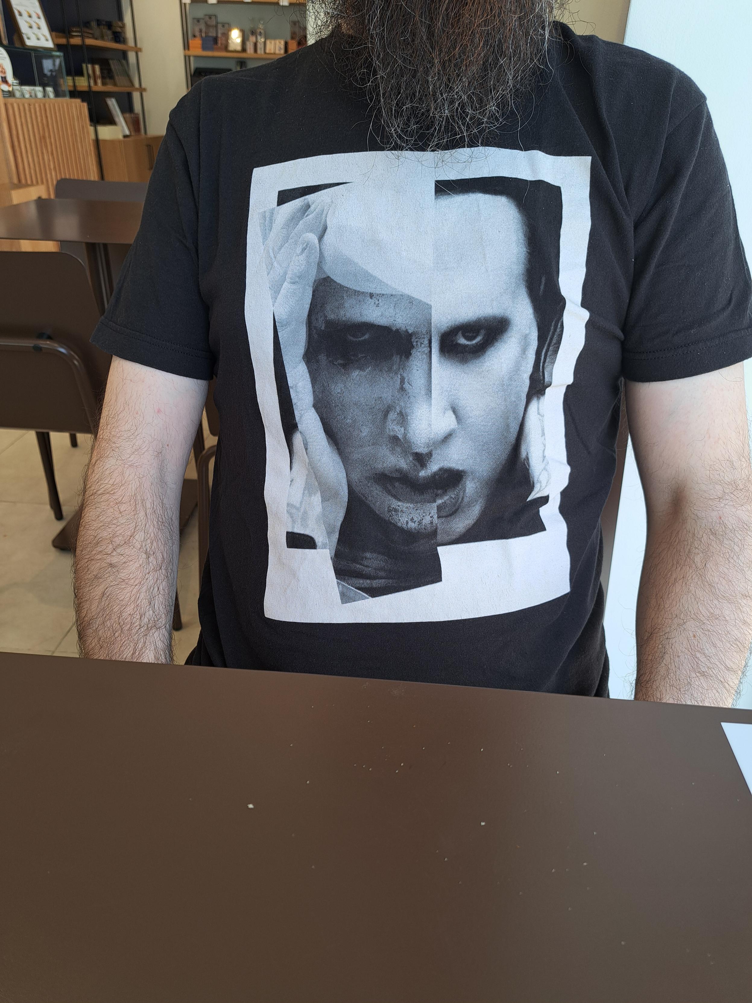 A picture of me wearing a Marilyn Manson limited t-shirt from the Pale Emperor boxset, in preparation for tonight's show A picture of me wearing a Marilyn Manson limited t-shirt from the Pale Emperor boxset, in preparation for tonight's show
