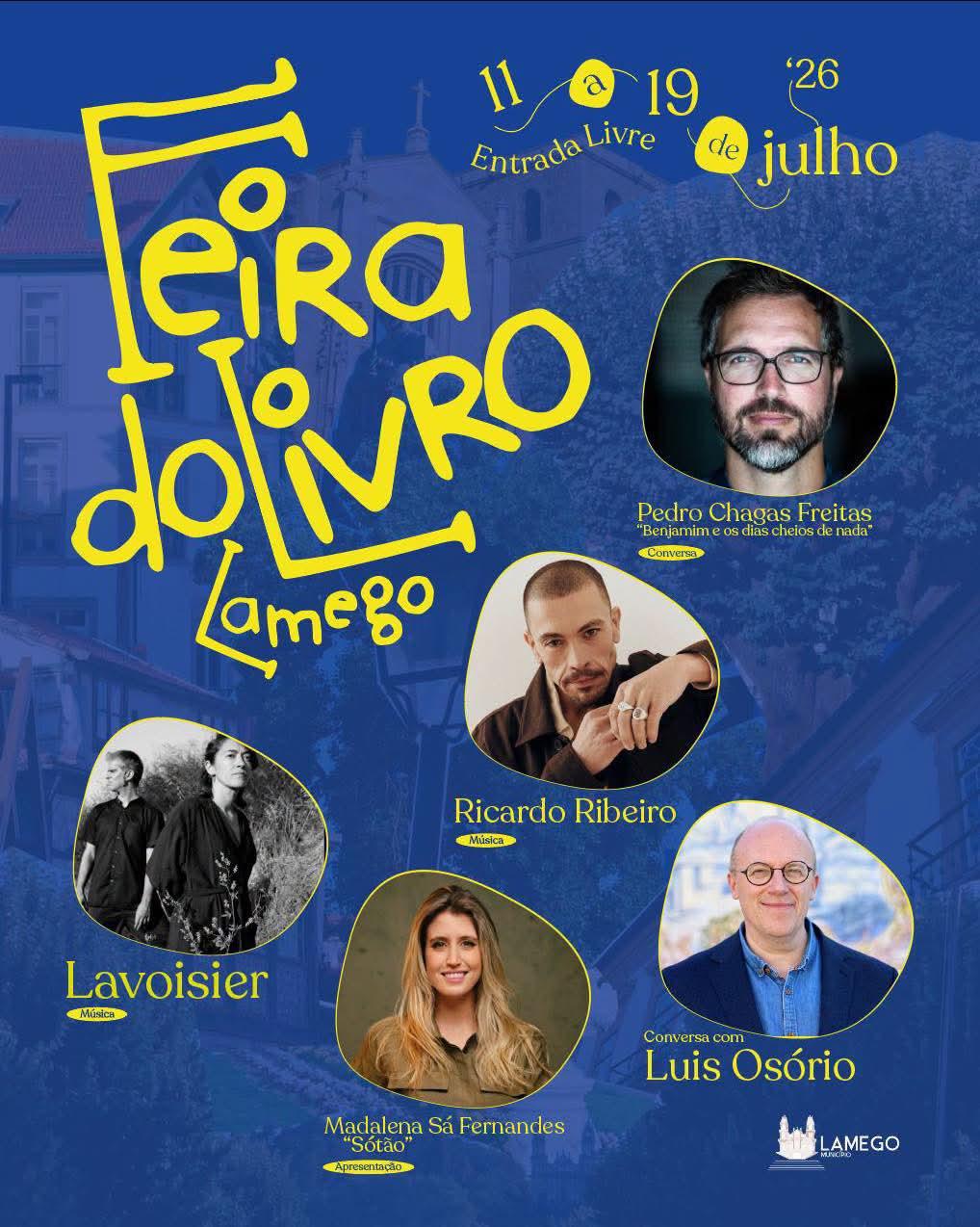 Poster da Feira do Livro de Lamego, de 11 a 19 de Julho de 2026