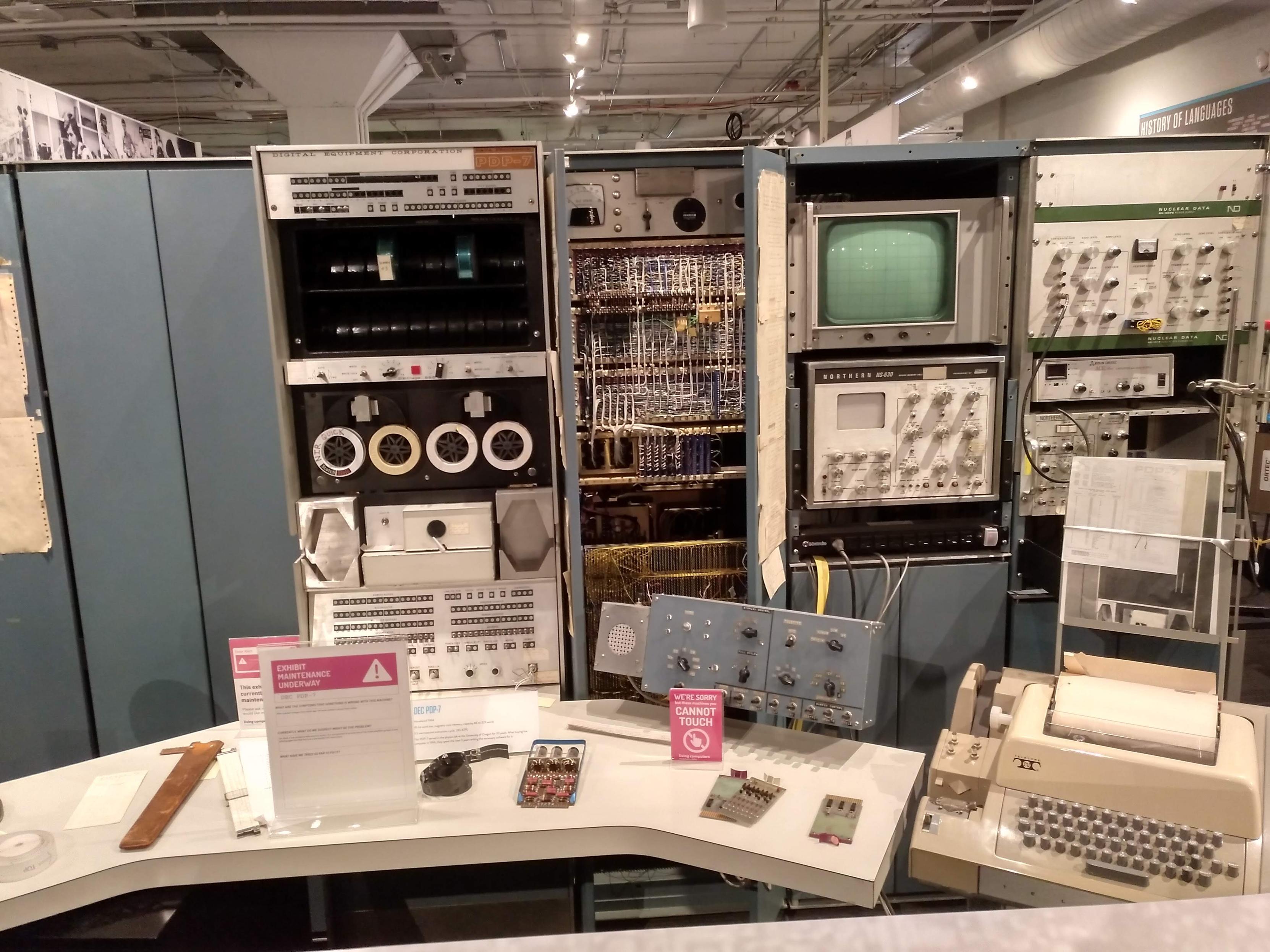 A PDP-7 I unfortunately wasn't able to toy with but only admire for afar, as reprogramming work was in progress
