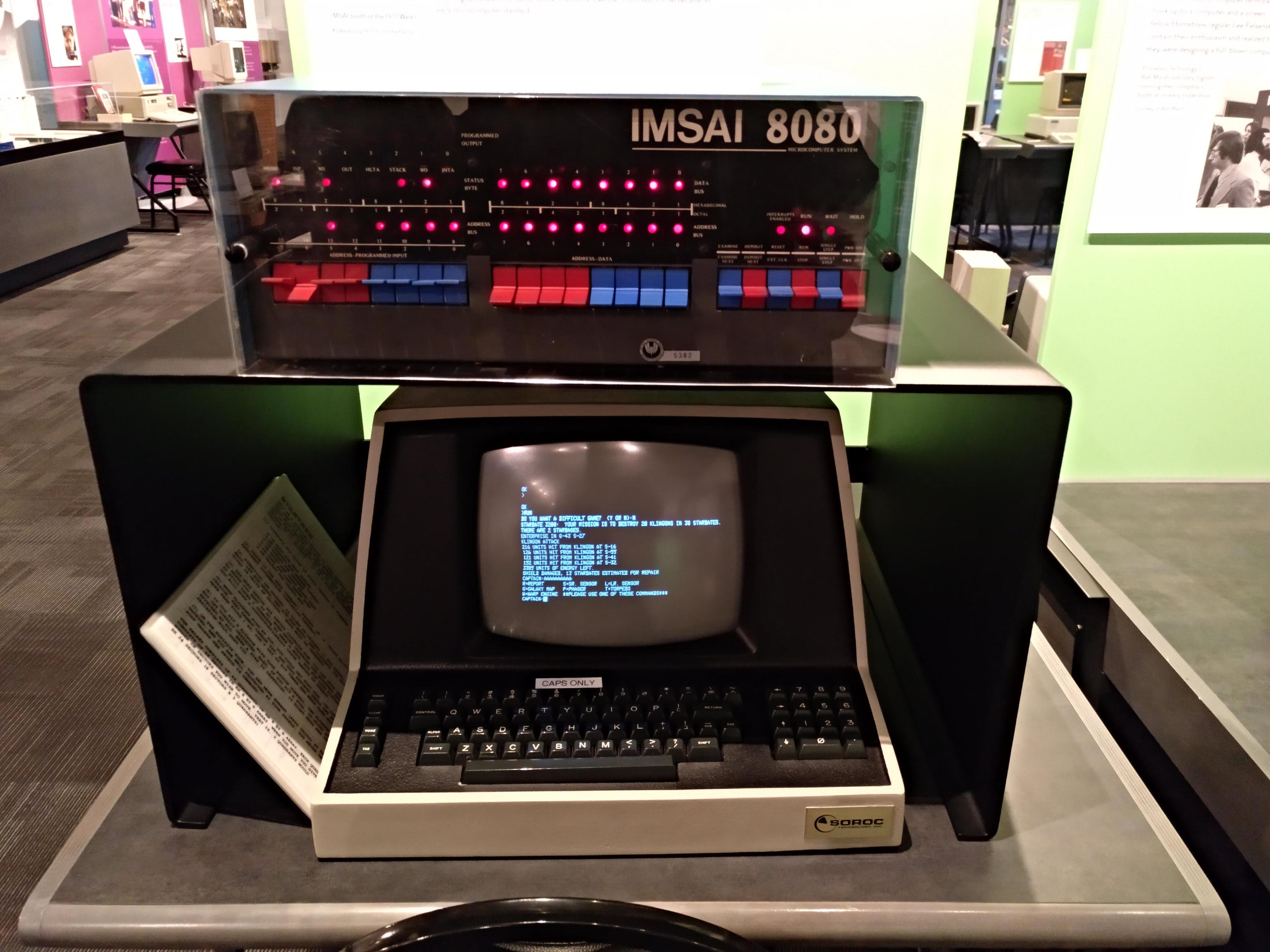 an IMSAI 8080 running a text-based Star Wars game